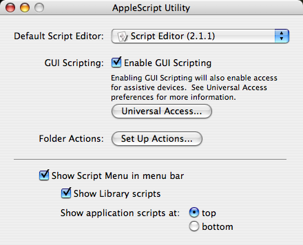 AppleScript Utility window